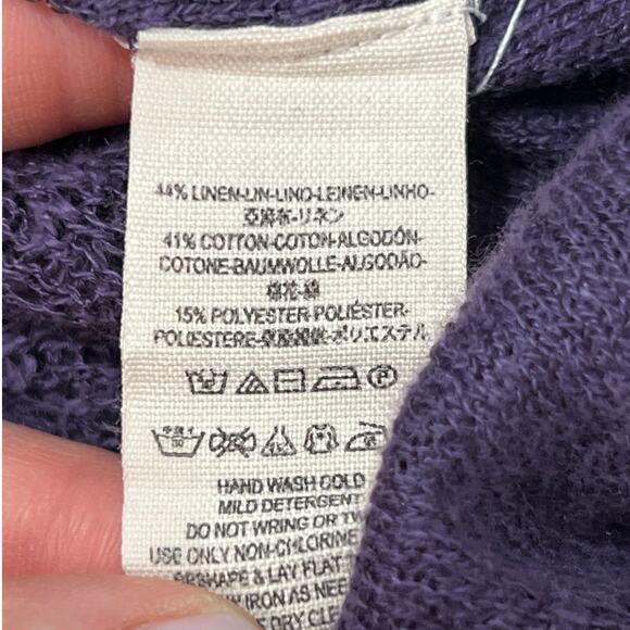 Free People Linen Cotton Blend Henley Medium Witchy Purple Whimsygoth Boho Top - Picture 4 of 6